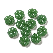 Imitation Jade Glass Beads, Green, Clover, 10.5x10.5x4.5mm, Hole: 1mm(X-GLAA-D017-01B)