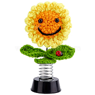 Cotton Kniiting Sunflower Decorate, with Spring & Chassis, Colorful, 70x150mm(DJEW-WH0037-76)