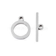 304 Stainless Steel Toggle Clasps, Ring, Stainless Steel Color, Stainless Steel Color, Bar: 5.5x22x2mm, Hole: 2mm, Ring: 17x14x2mm, Hole: 1.8mm(STAS-N095-139)