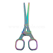 Stainless Steel Scissors, Eiffel Tower, Rainbow Color, 14x5.3x0.5cm(TOOL-WH0122-37)