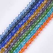Transparent Glass Beads Strands, Faceted, Bicone, Mixed Color, 7.5~8x7.5~8mm, Hole: 1.5mm, about 40pcs/strand, 11.81 inch(GLAA-Q080-8mm-C)