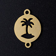 201 Stainless Steel Links connectors, Flat Round with Coconut Tree, Golden, 16.5x12x1mm, Hole: 1.5mm(STAS-T049-T654-2)