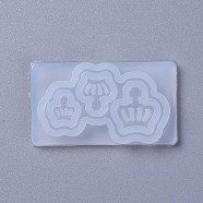 Food Grade Silicone Molds, Resin Casting Molds, For UV Resin, Epoxy Resin Jewelry Making, Crown, White, 50x28x6mm, Crown: 9x8mm, 11x11mm and 14x14mm(DIY-L026-046)