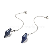 Natural Lapis Lazuli Pointed Dowsing Pendulums, Bullet Charm, with Rack Plating Brass Chain & Lobster Claw Clasps, Lead Free & Cadmium Free, 226~230mm, Hole: 2.5mm(G-F763-05P-05)