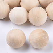 Unfinished Wood Beads, Natural Wooden Loose Beads Spacer Beads, No Hole/Undrilled, Round, Antique White, 24~25mm(X-WOOD-T014-25mm)