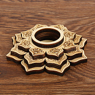 Lotus Flower Wooden Mandala Crystal Ball Holder, Sphere Display Easels, Blanched Almond, 11.2cm(DJEW-PW0003-04A)