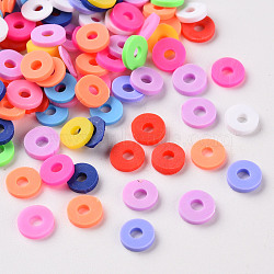 Handmade Polymer Clay Beads, Heishi Beads, for DIY Jewelry Crafts Supplies, Disc/Flat Round, Mixed Color, 6x1mm, Hole: 2mm, about 26000pcs/1000g(CLAY-T019-01B)