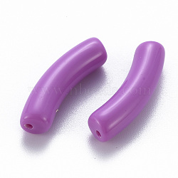 Opaque Acrylic Beads, Curved Tube, Medium Orchid, 32x9.5x8mm, Hole: 1.8mm, about 330pcs/500g(MACR-S372-002B-S015)