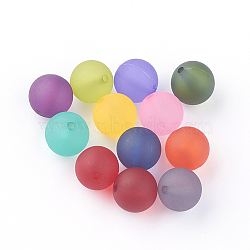 Transparent Acrylic Beads, Frosted, Round, Mixed Color, 7.5~8mm, Hole: 2mm, about 100pcs/35g(FACR-YW0001-05C)