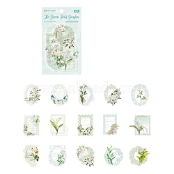 30Pcs Waterproof PET Hollow Lace Sticker Labels, Self-adhesive Flower Decorative Decals, for DIY Scrapbooking, Dark Sea Green, 34~55mm(PW-WG67448-01)