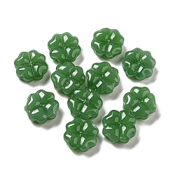 Imitation Jade Glass Beads, Green, Clover, 10.5x10.5x4.5mm, Hole: 1mm(X-GLAA-D017-01B)