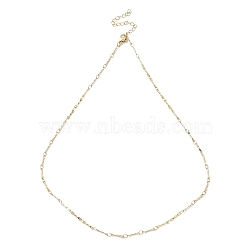 Ion Plating(IP) 304 Stainless Steel Textured Bar Link Chain Necklace, Golden, 17.52 inch(44.5cm)(NJEW-K249-10G)