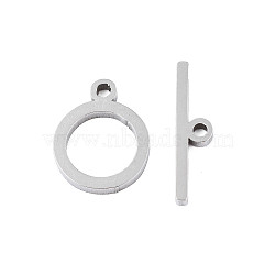 Non-Tarnish 304 Stainless Steel Toggle Clasps, Ring, Stainless Steel Color, Stainless Steel Color, Bar: 5.5x22x2mm, Hole: 2mm, Ring: 17x14x2mm, Hole: 1.8mm(STAS-N095-139)