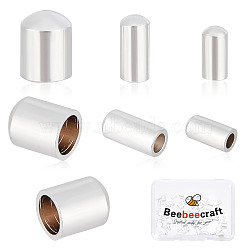 90Pcs 3 Style Brass Cord Ends, End Caps, Column, Long-Lasting Plated, 925 Sterling Silver Plated, 4~5x2~4mm, Inner Diameter: 1.2~3mm, 30Pcs/style(KK-BBC0003-57S)