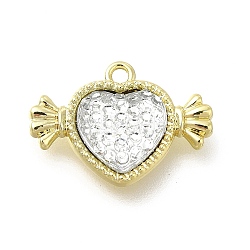 Transparent Clear Resin Rhinestone Charms, Heart Charms, with Alloy Findings, Light Gold, 15x21x4.5mm, Hole: 1.6mm(FIND-B015-01B-LG)