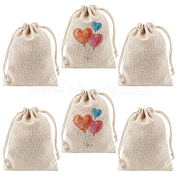 Gorgecraft Flax Cloth Blank DIY Craft Drawstring, for Gifts Jewelry and Storage Bag, Rectangle, Beige, 12x10.3x0.4cm, 12pcs/set(ABAG-GF0001-06B)
