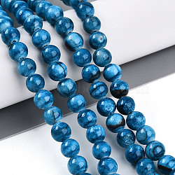 Natural Persian Jade Beads Strands, Round, Dyed, Cornflower Blue, 6~7mm, Hole: 1.2mm, about 62~65pcs/strand, 14.96~15.75 inch(38~40cm)(G-A255-A02-01F)