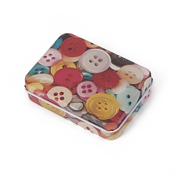 Tinplate Storage Box, Jewelry Box, for DIY Candles, Dry Storage, Spices, Tea, Candy, Party Favors, Rectangle with Button Pattern, Colorful, 9.6x7x2.2cm(CON-G005-B05)