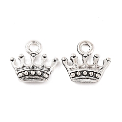 Tibetan Style Zinc Alloy Pendants, Lead Free & Cadmium Free, Crown Charms, Antique Silver, 13.2x14.1x3mm, Hole: 2mm, about 555pcs/500g(TIBEP-R334-095AS-RS)