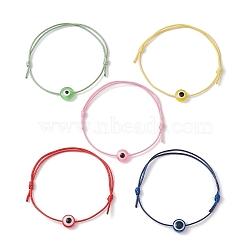 Resin Evil Eye Braided Bead Bracelet, Adjustable Bracelet, Mixed Color, Inner Diameter: 2-1/4~3-3/4 inch(5.6~9.6cm)(BJEW-JB09961)