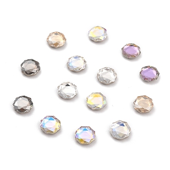 K5 Faceted Glass Rhinestone Cabochons, Flat Back & Back Plated, Flat Round, Mixed Color, 10x10x3.5mm