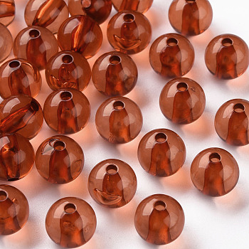 Transparent Acrylic Beads, Round, Chocolate, 12x11mm, Hole: 2.5mm, about 566pcs/500g