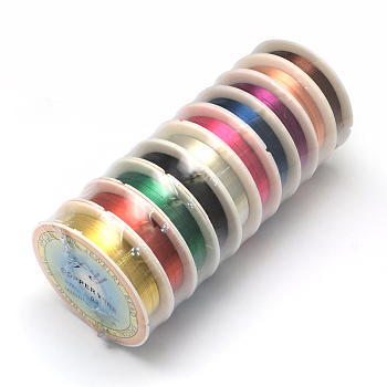 Round Copper Jewelry Wire, Mixed Color, 22 Gauge, 0.6mm, about 22.96 Feet(7m)/roll, 10 rolls/group