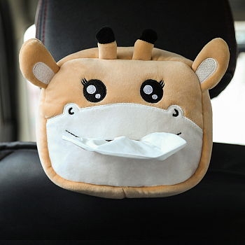 Felt Vehicle Backseat Tissue Holder, Cartoon Animal Hanging Organizer, Giraffe, 110x160x60mm