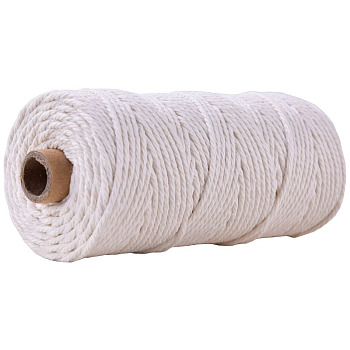 100M Cotton String Threads for Crafts Knitting Making, Ghost White, 3mm, about 109.36 Yards(100m)/Roll