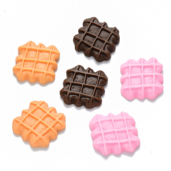 Resin Decoden Cabochons, Imitation Food, Biscuit Shape, Mixed Color, 20.97x20.32x4.43mm