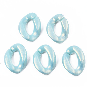 Spray Painted Acrylic Linking Rings, Rubberized Style, Quick Link Connectors, for Curb Chains Making, Twist, Mixed Color, 18x13.5x4mm, Inner Diameter: 10x5mm, about 1420pcs/500g