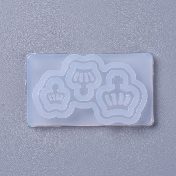 Food Grade Silicone Molds, Resin Casting Molds, For UV Resin, Epoxy Resin Jewelry Making, Crown, White, 50x28x6mm, Crown: 9x8mm, 11x11mm and 14x14mm