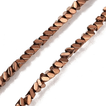 Synthetic Non-magnetic Hematite Beads Strands, Triangle, Copper Plated, 2x2~3x2.5~3mm, Hole: 0.6mm, about 206pcs/strand, 15.83''(40.2cm)