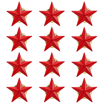 12Pcs Star Alloy Lapel Pin Backs for Backpack Clothes, Golden, Red, 18x19mm