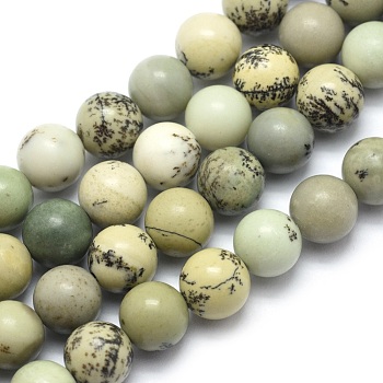 Natural Dendritic Jasper Beads Strands, Round, 8mm, Hole: 1.2mm, about 46pcs/strand, 15.15 inch(38.5cm)