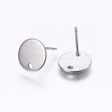 Flat Plate 201 Stainless Steel Stud Earring Findings(STAS-I095-04P-A)-2