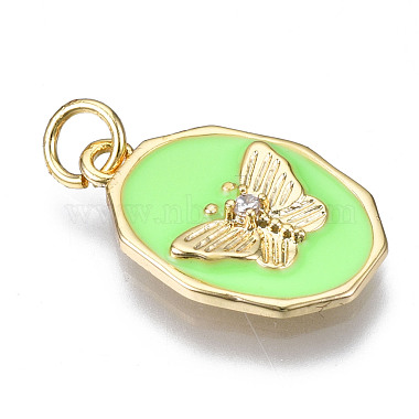 Brass Micro Pave Clear Cubic Zirconia Enamel Pendants(KK-Q283-004E-NR)-2