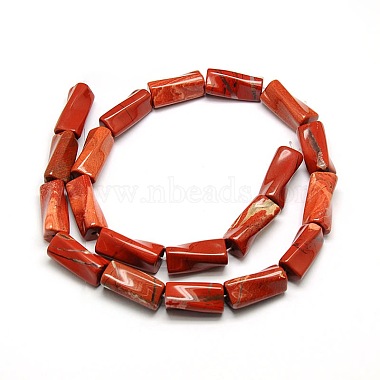 Natural Red Jasper Twist Column Beads Strands(G-L240-03)-2