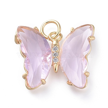 Thistle Butterfly Brass+Glass Pendants