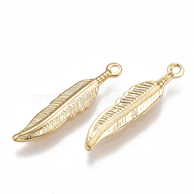 Real Gold Plated Feather Brass Pendants