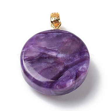 Natural Charoite Pendants(G-P501-03G)-2