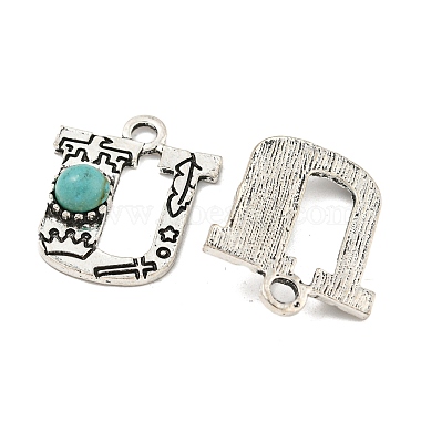 Synthetic Turquoise & Alloy Pendants(PALLOY-H146-01AS-U)-2