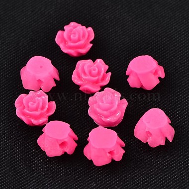 6mm Magenta Flower Resin Beads