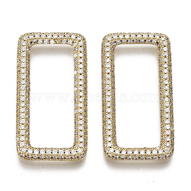 Real 16K Gold Plated Clear Rectangle Brass+Cubic Zirconia Linking Rings