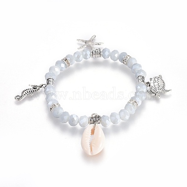 Bracelets stretch pendentif coquille cauris(BJEW-JB04057)-2