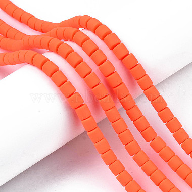 Orange Red Column Polymer Clay Beads