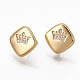Brass Micro Pave Clear Cubic Zirconia Stud Earring Findings(ZIRC-Q021-071G-NF)-2