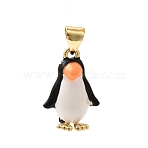 Brass Enamel Pendants, Penguin Charms, Long-Lasting Plated, Rack Plating, Lead Free & Cadmium Free, Real 18K Gold Plated, 18.5x12.5x8.5mm, Hole: 3.5x5mm(KK-H267-107G)