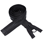 Alloy & Polyester & Resin Zipper, Black, 2040x49x5.5mm(AJEW-CY0003-01)