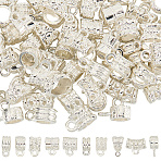 100Pcs Alloy Cord Ends Kits, Mixed Shapes, Silver, 9.5~13.5x4.5~12x5.5~8mm, Hole: 1.6~2mm(DIY-SC0029-58S)